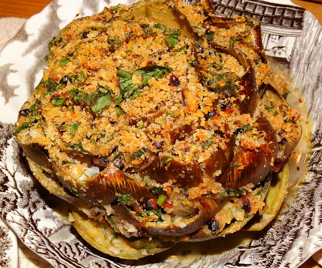 011815 baked stuffed artichoke heart